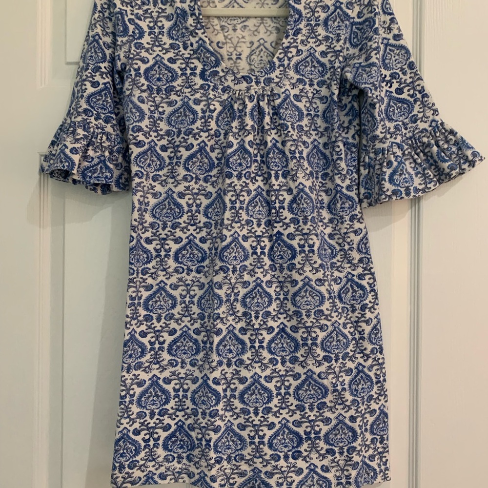 Blue and White Patterned Dress